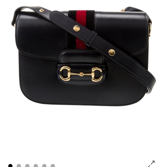 Gucci Dark Navy and Red Leather Crossbody Bag - Picture 1 of 9